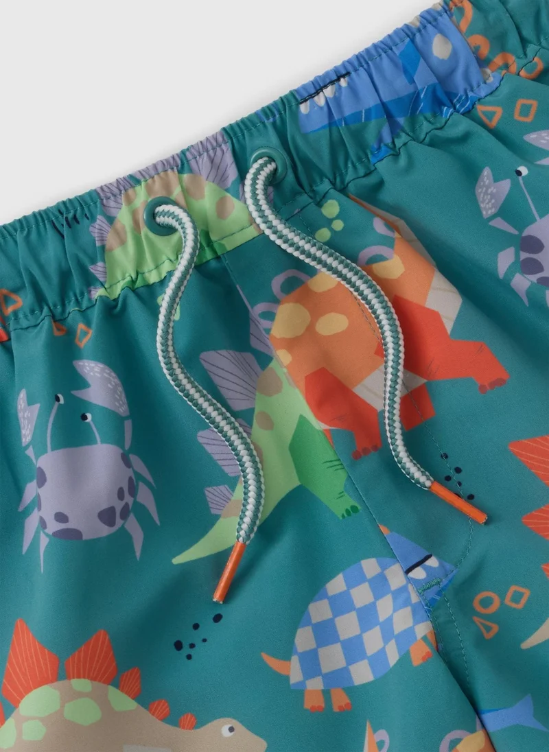 ماتلان Boys Teal Dino Swimming Shorts